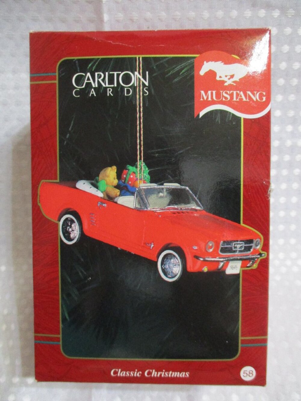 NIB 1996 Carlton Cards Classic Christmas 1964 1/2 Ford Mustang Decor
